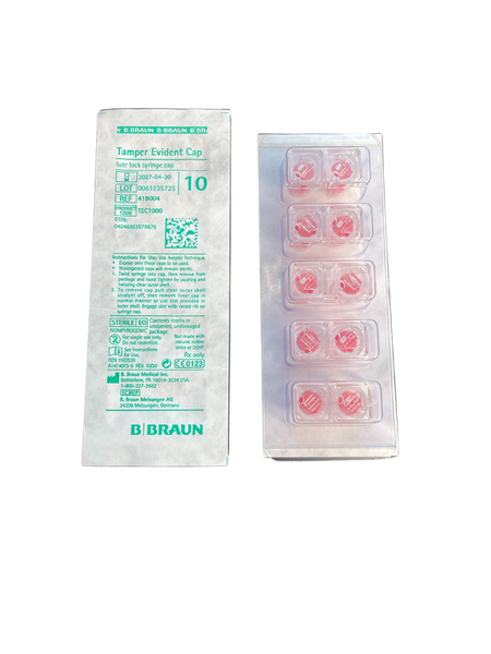 B. Braun Tamper Evident Syringe Cap For Luer Lock Syringe Red, TEC1000 (418004)