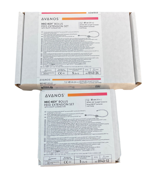 Avanos Mic-Key Bolus Feed Extension Set 30cm (0143-12) 60cm (0143-24)