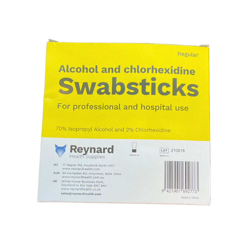 Reynard Swabstick Pads 70% Alcohol 2% Chlorhexidine