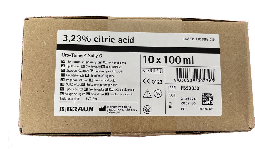 B. Braun Uro Tainer Suby G 100Ml Sachets Citric Acid