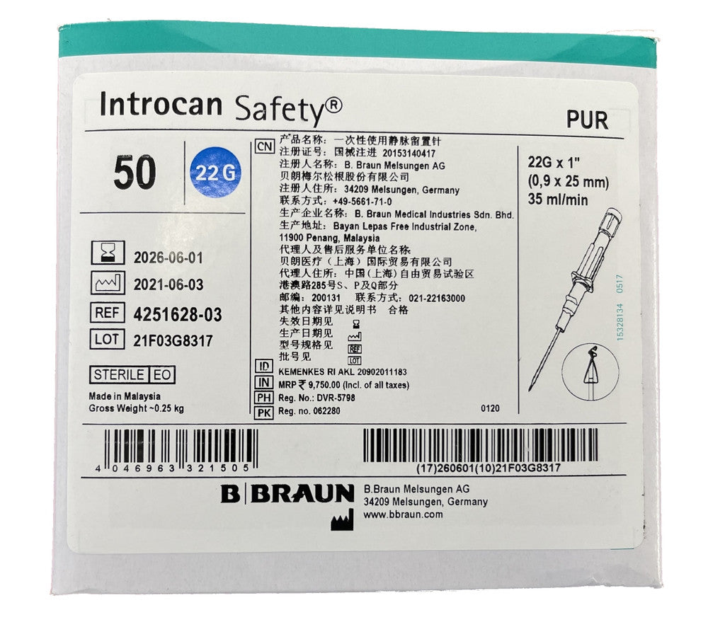 B. Braun Introcan Safety IV Catheters 22Gx1 Braun 4251628 03