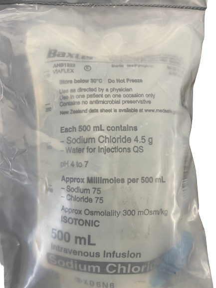 Baxter Viaflex IV Infusion 0.9% Sodium Chloride - 500ml Bag (AHB1323)