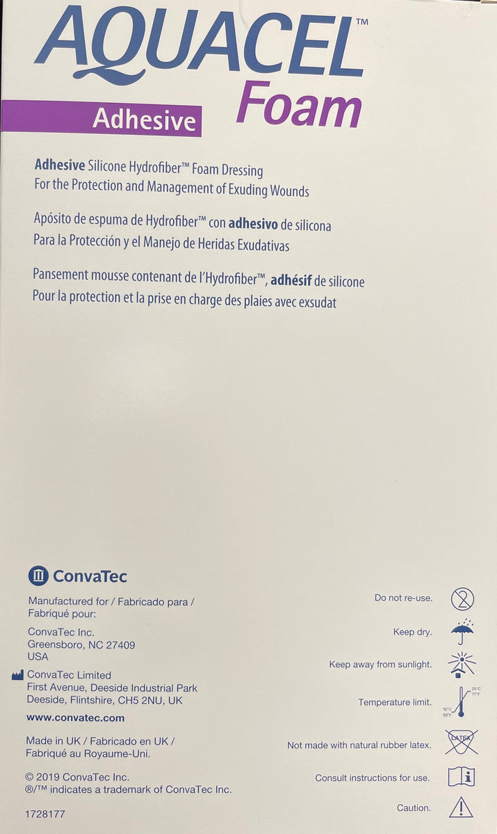 ConvaTec Aquacel Foam Dressing 10Cmx20Cm Adhesive (421151)