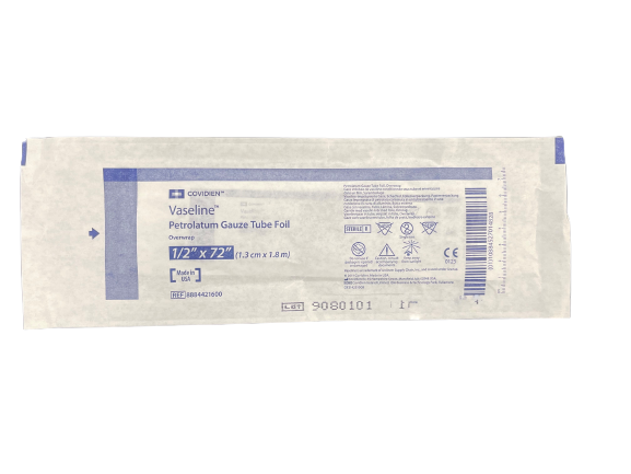 Vaseline Petroleum Gauze Tube Foil 1.3cm x 1.8m Sterile 8884