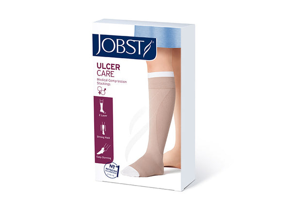 JOBST UlcerCare Kit Knee High Zip Closure Beige, 30-40 mmHg, 1 KIT (1 Stocking & 2 Liners)- All Sizes