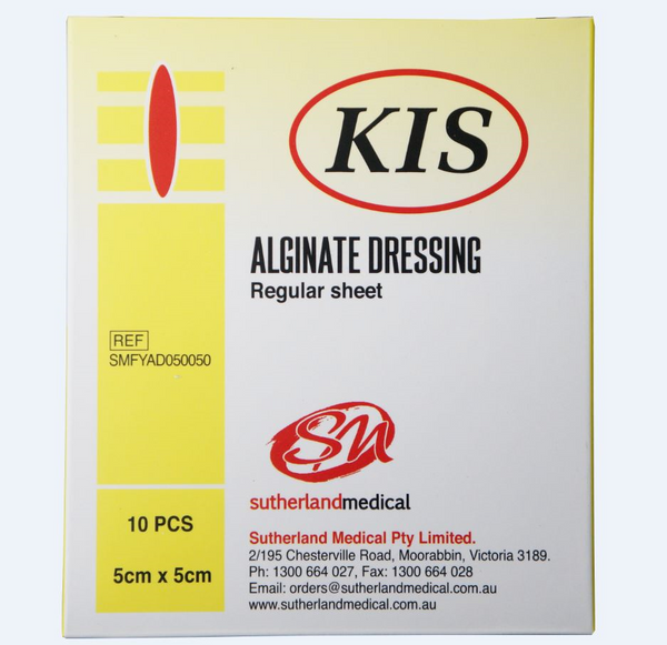 KIS Alginate Dressing Regular Sheet, Box of 10 - All Sizes