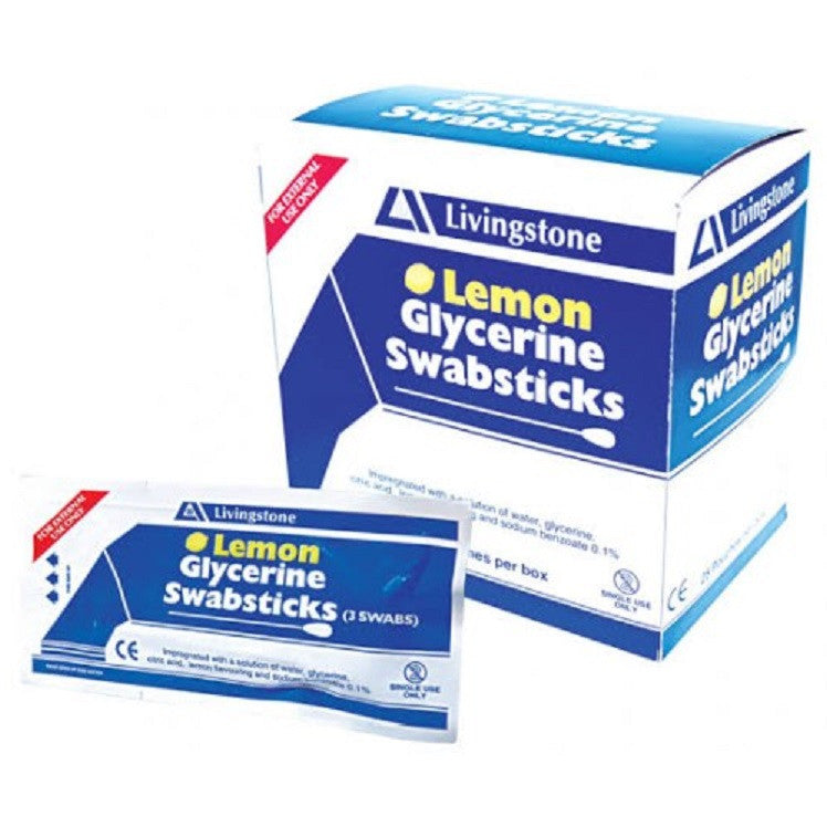 Lemon Glycerine Mouth Swabs 3 Pieces per Sachet 25 Sachet