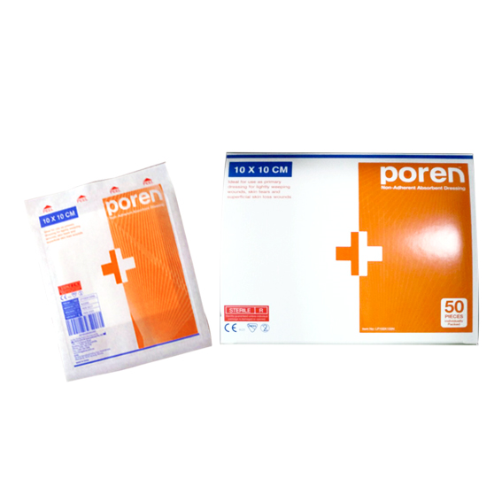 Poren Non Adherent Absorbent Dressing 10 x 10cm Sterile 50