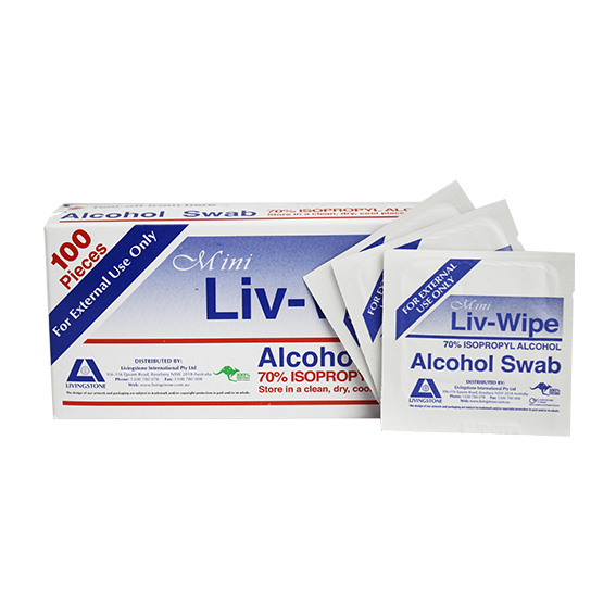 Liv Wipe Mini Alcohol Swabs Prep Pad 70 Percent Isopropyl