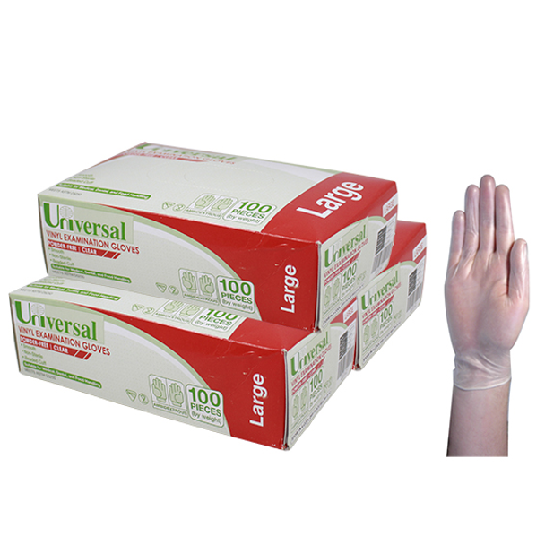 Universal Vinyl Examination Gloves Recyclable Powder Free Clear HACCP Grade