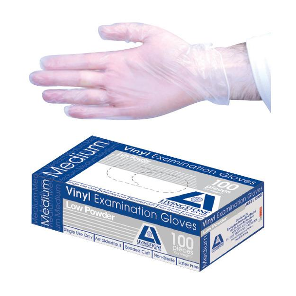 Vinyl Examination Gloves Recyclable Low Powder Clear All Sizes