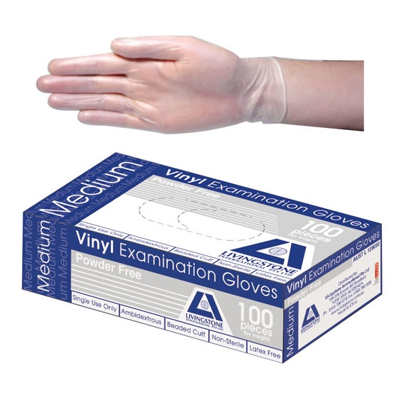 Vinyl Examination Gloves Recyclable 6.0g Powder Free Medium Clear 100