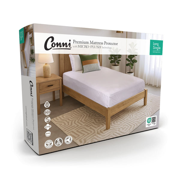 Premium Waterproof Mattress Protector - with Micro-Plush Technology (White / Charcoal)
