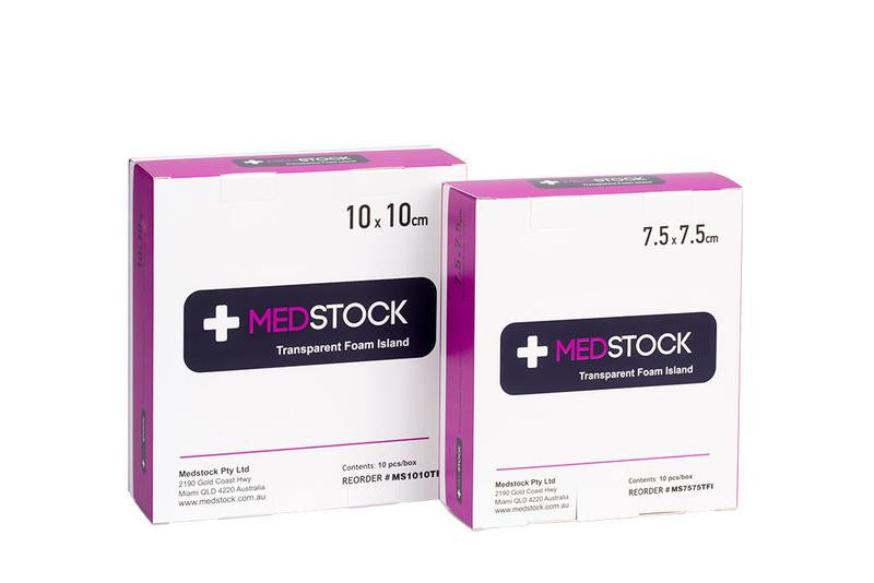 Medstock Transparent Foam Island Dressing one box sizes: 7.5m /