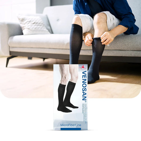 VENOSAN MicroFiberline Compression Socks for Men Black Class 1, Closed Toe, 1Pair - All Sizes