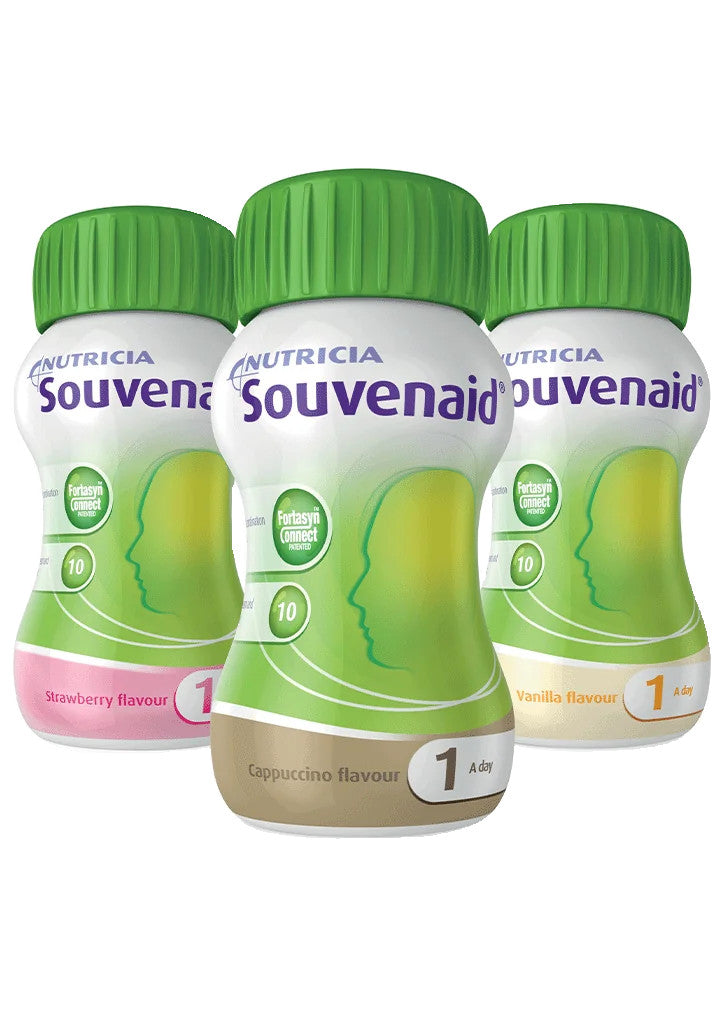 Nutricia Souvenaid 125mL, Vanilla, Strawberry, Cappucino - Carton of 24