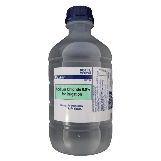 Baxter 0.9% Sodium Chloride Irrigation 1 Litre Bottle AHF7124 All