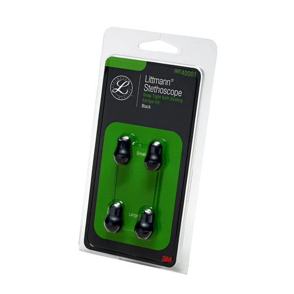 3M Littmann Snap Tight Soft-Sealing Eartips, Large And Small, Each (Black / Grey)