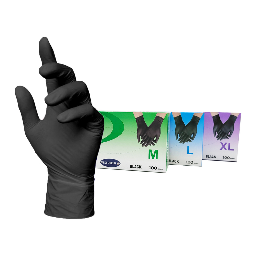 Nitrile Gloves Black Powder Free - All Sizes