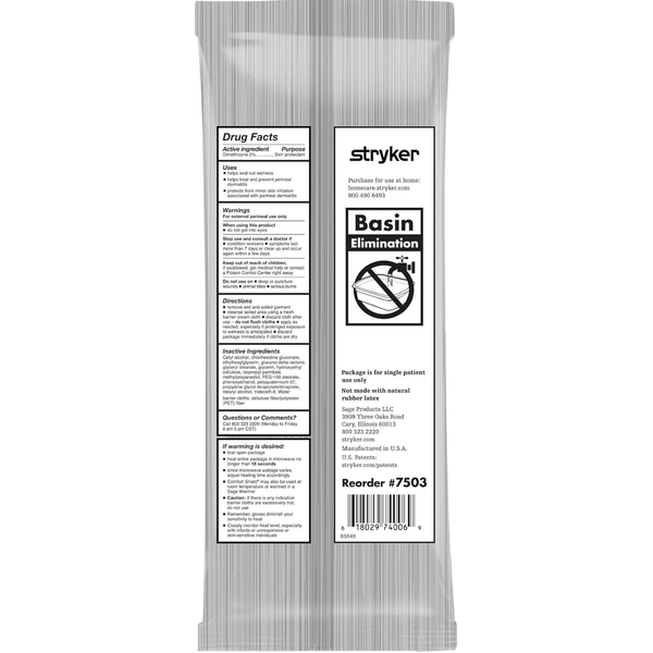 Sage Comfort Shield Barrier Cream Cloths,  3 Wipes/Pkt (7503), 90pks/ ctn