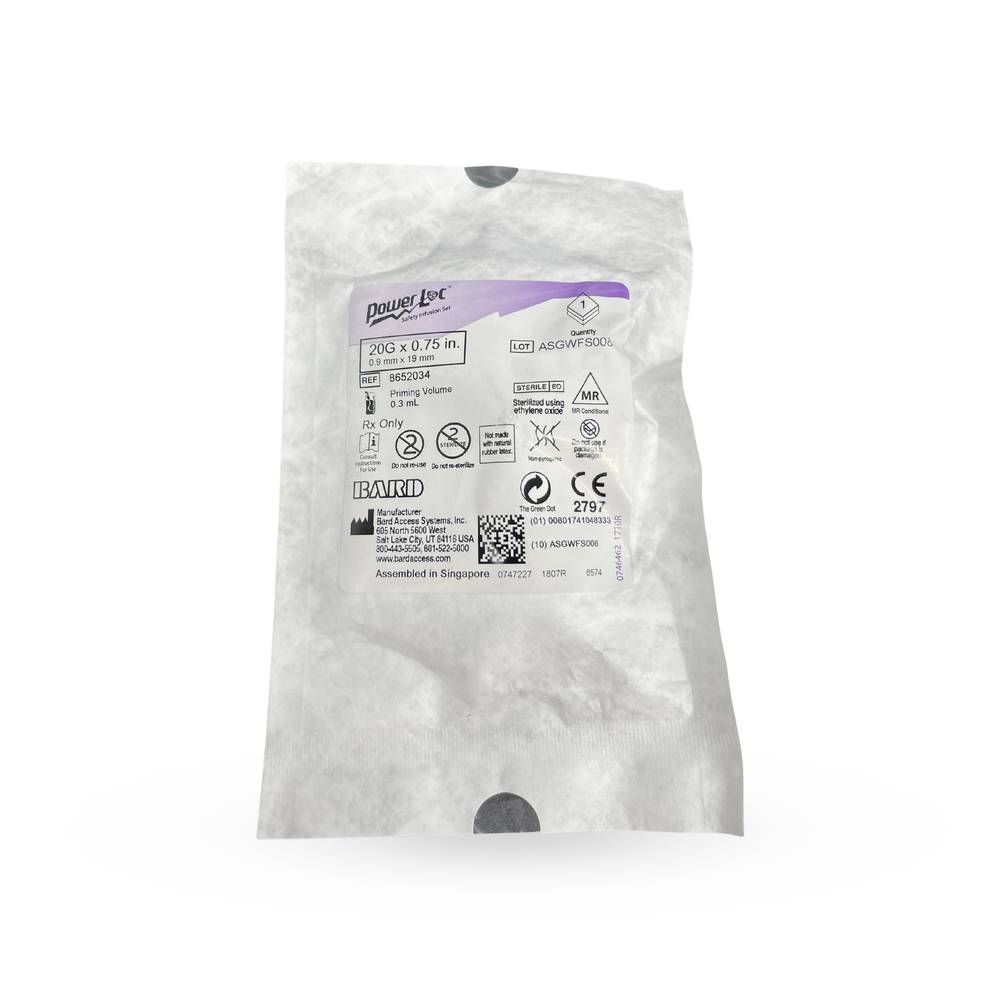 2652015 BD PowerLoc Safety Infusion Set without Y-injection Site 20G x 0.75 ...