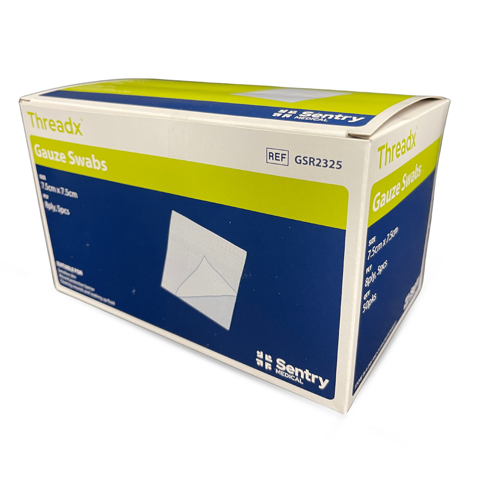 Sentry Threadx Gauze Swabs 7.5cm x 7.5cm Sterile 8Ply GSR2325