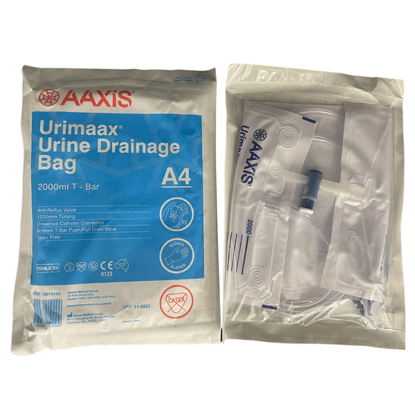 Aaxis Urimaax A4 2000mL Drainage Night Bag, 120cm Closed System, Sterile (10013104)