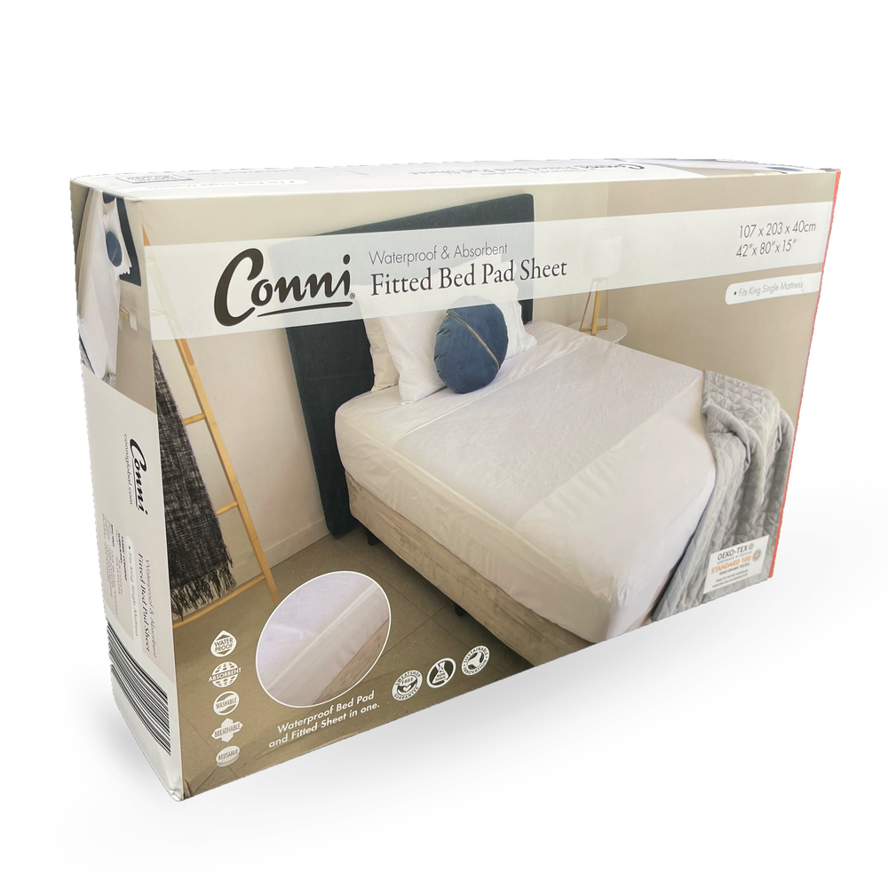 Conni Fitted Bed Pad Sheet King Single Unisex 2500mL 203cm