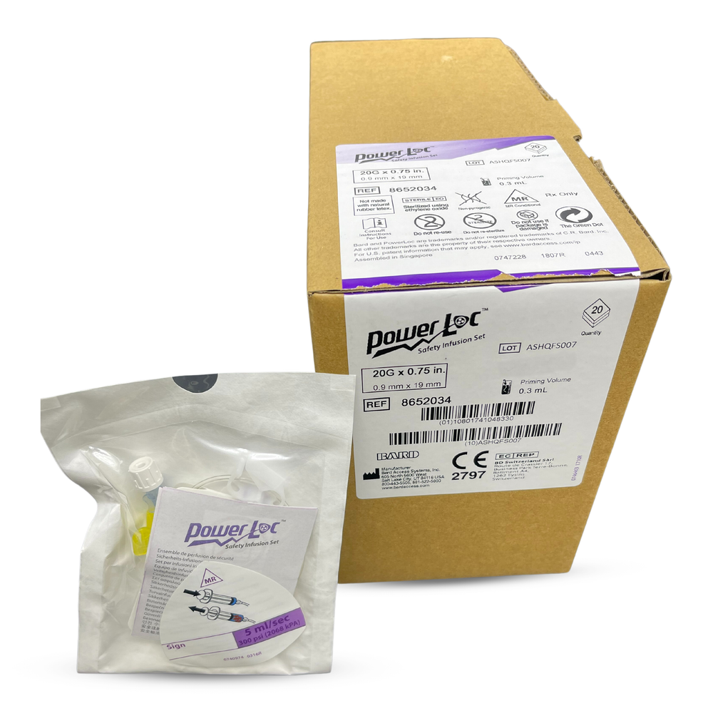 2652015 BD PowerLoc Safety Infusion Set without Y-injection Site 20G x 0.75 ...