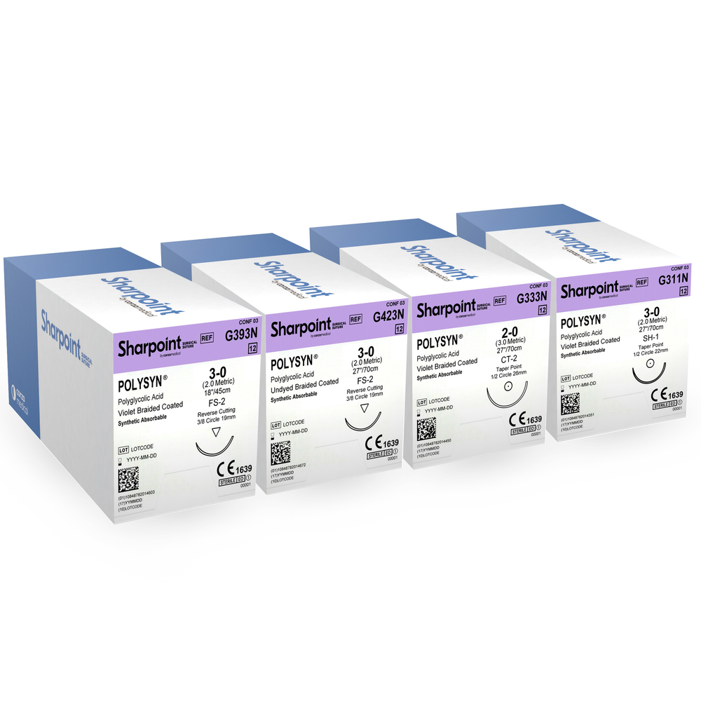 Sutures Polysyn Sharpoint Box of 12 - All Sizes