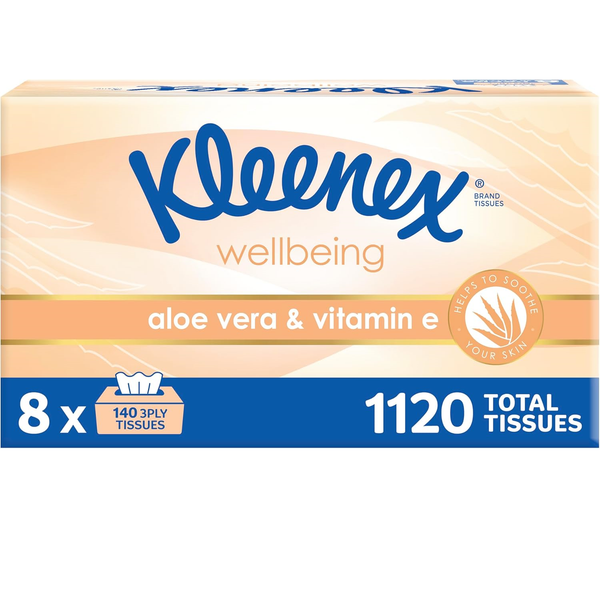 Kleenex Aloe Vera & Vitamin E 3 Ply Facial Tissues, 1Ctn (8 x 140/pack)