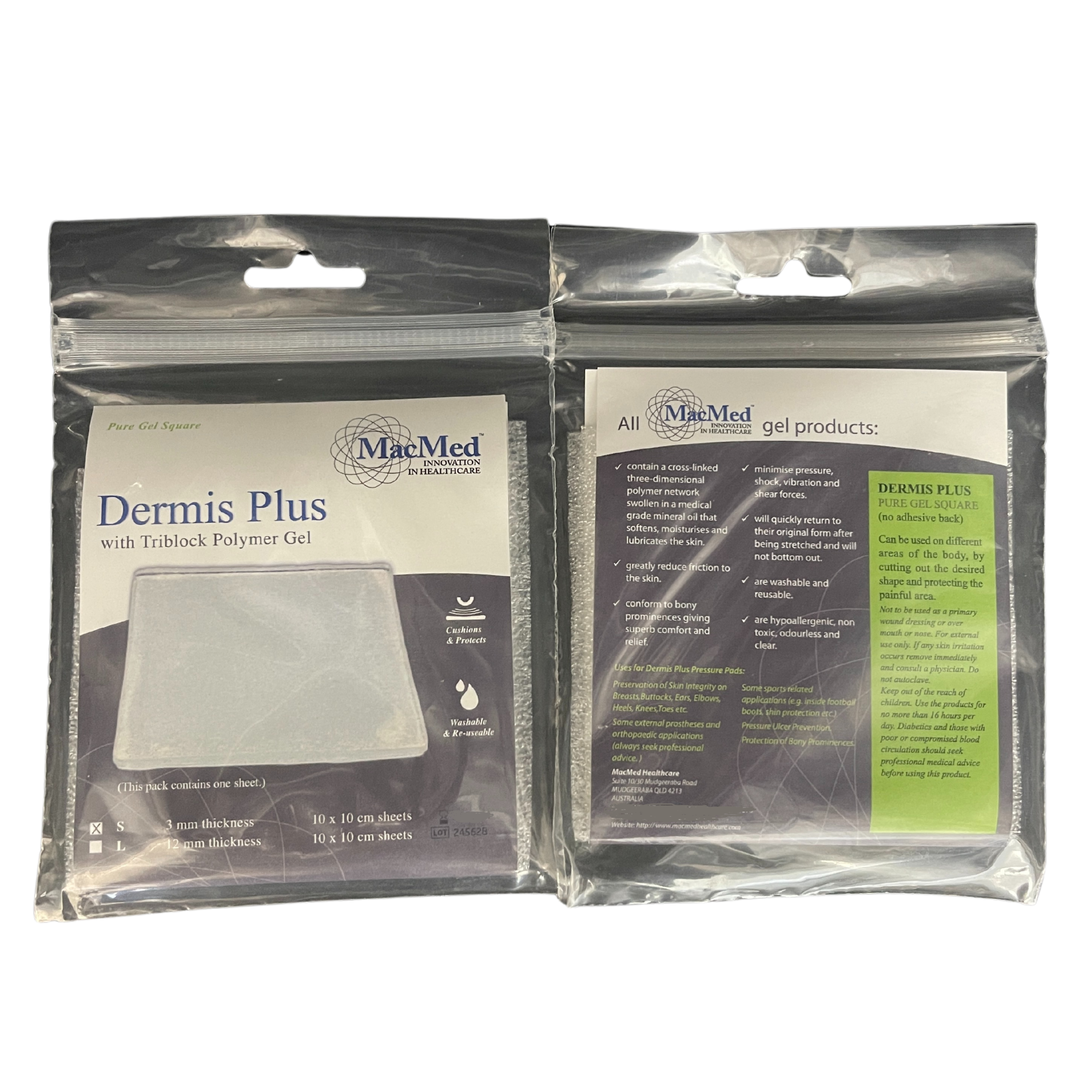 Dermis Plus Gel Pads 3Mm 10cmx10cm (10554)