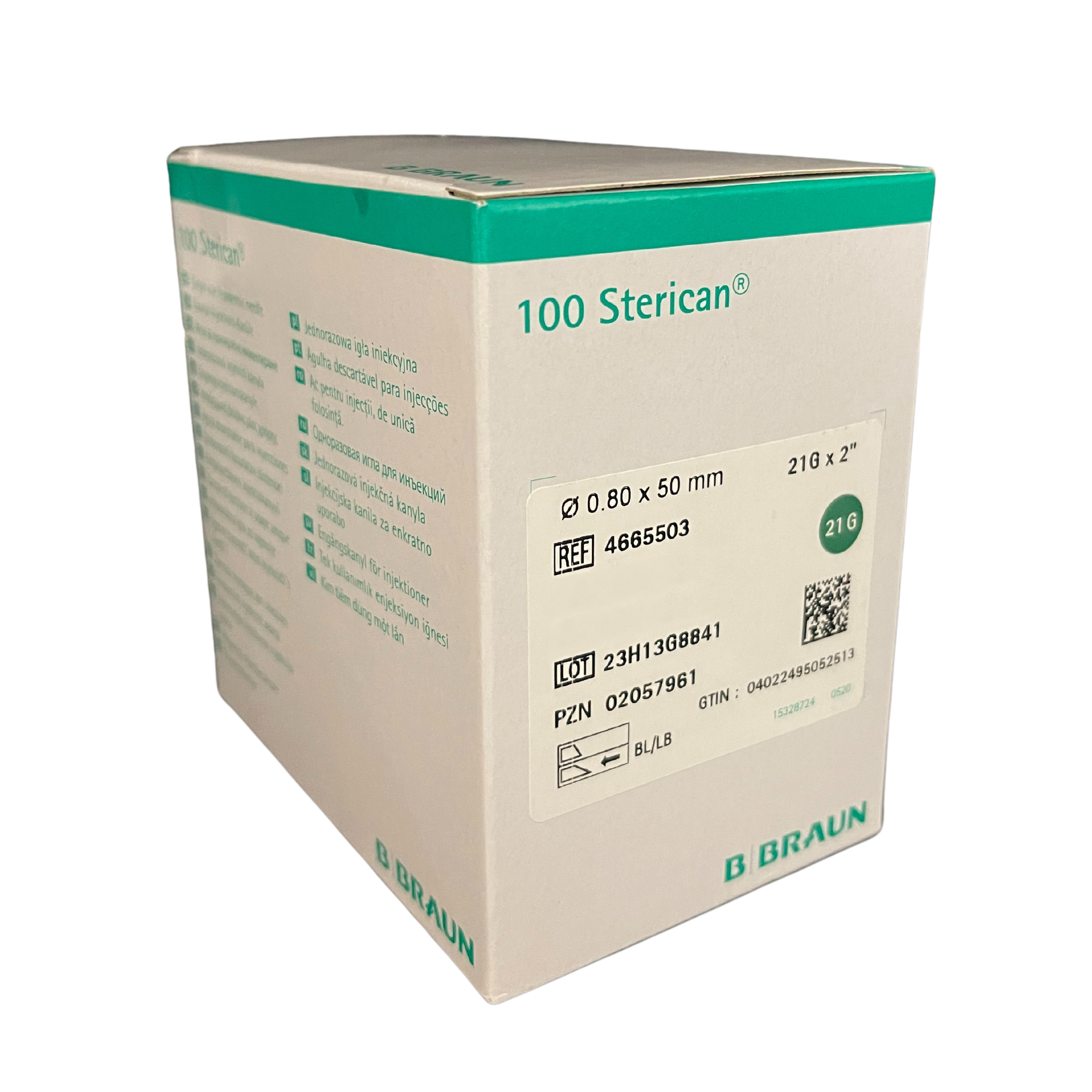 B. Braun Sterican intramuscular Needles With Long Bevel 21G (0.8 x 50 mm) Green - Box of 100