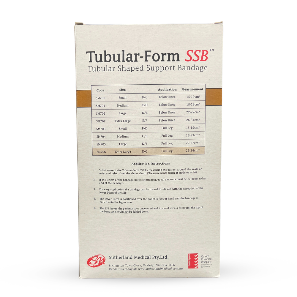 Tubular Form SSB (Shaped Support Bandage) long (Full Leg), Latex Free - All Sizes