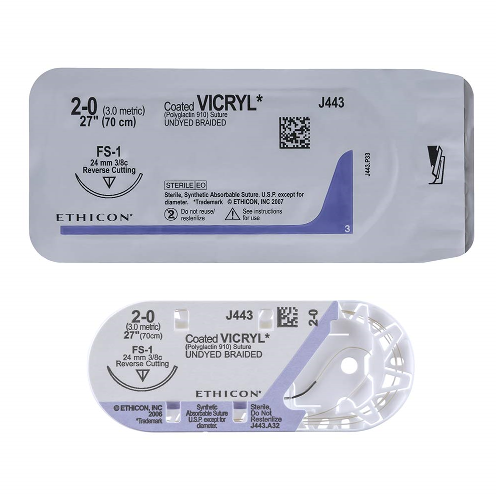 Ethicon Coated VICRYL (polyglactin 910) Suture Reverse Cutting - Box of 36