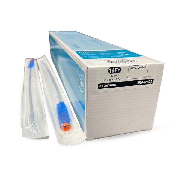 MDevices Catheter 16Fg Male Nelaton Pvc 40Cm Orange, Box of 50 (Ur042004)