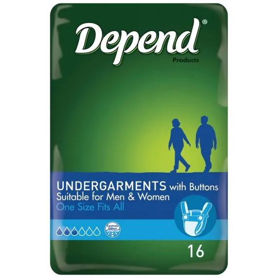 Depend Undergarment With Buttons One Size Fits All 450ml (4865)