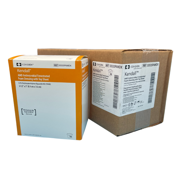 Covidien Kendall AMD Antimicrobial Foam Fenestrated With TopSheet 8.8cmx7.5cm (55535PAMDX)