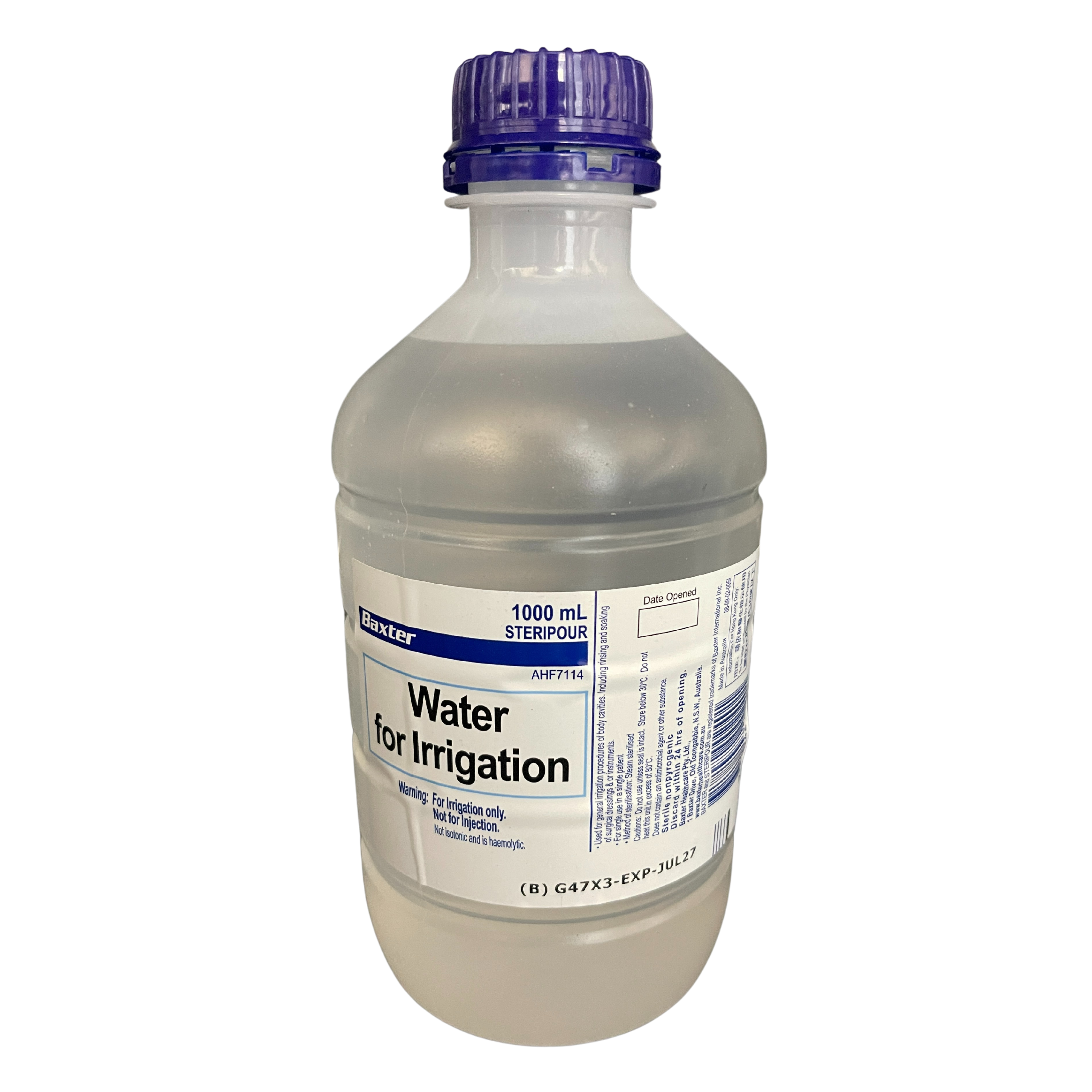 Baxter Water for Irrigation 1000mL Bottle (AHF7114)