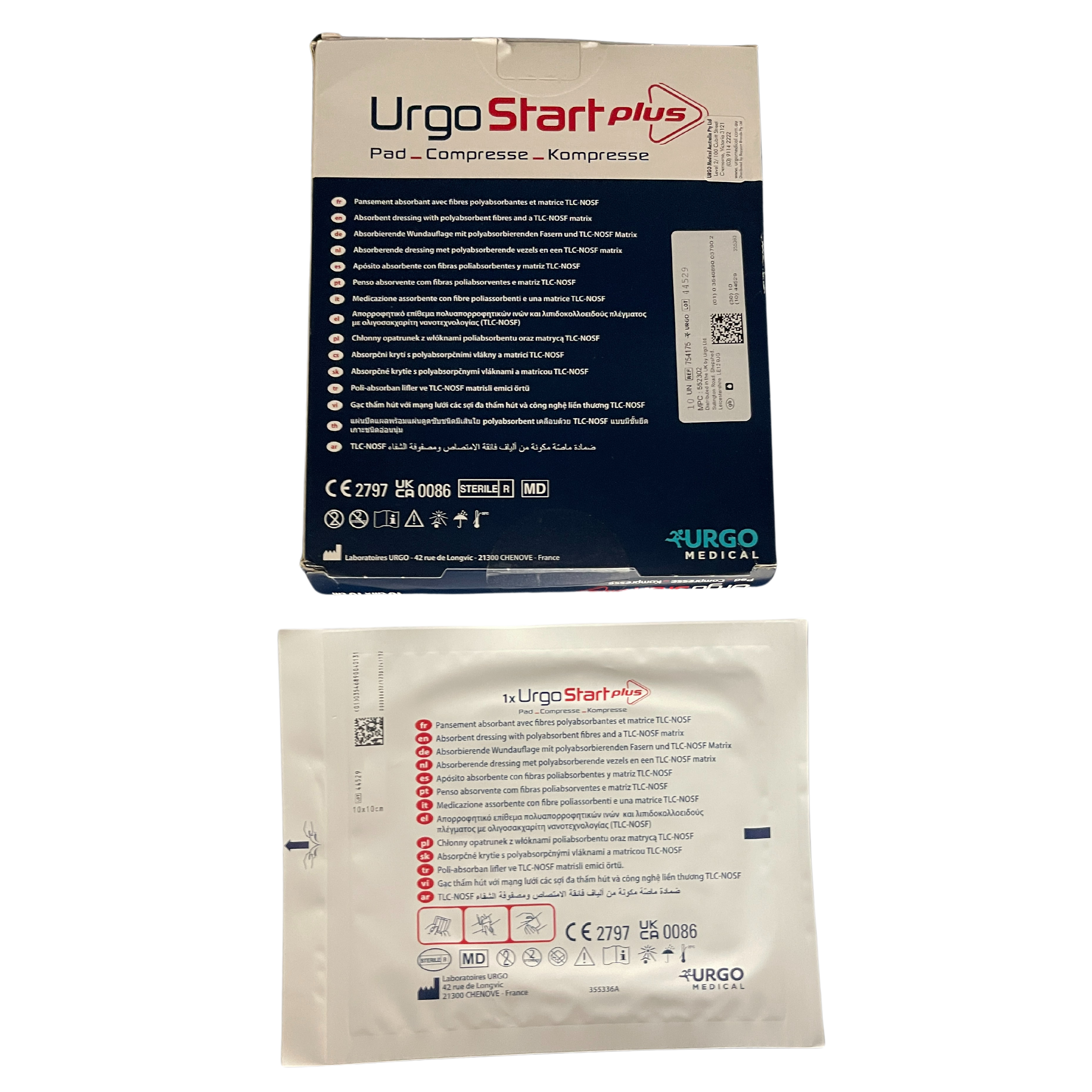 Urgostart Plus Pad Wound Dressing, 6cm x 6cm, 10cm x 10cm