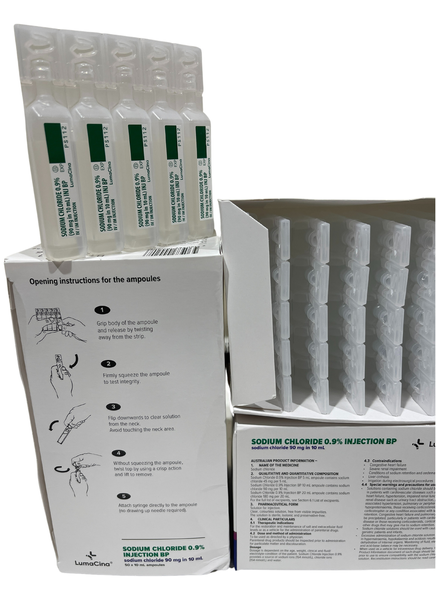 LumaCina Sodium Chloride, 0.9% Ampoule 10mL For Injection - Box of 50