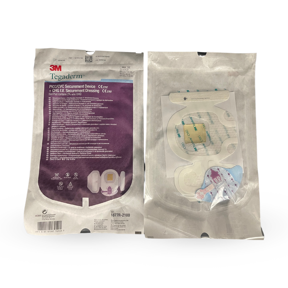 3M Tegaderm PICC / CVC Securement Device + CHG I.V. Securement Dressing 1877R-2100, 8.5x11.5cm - Box of 20