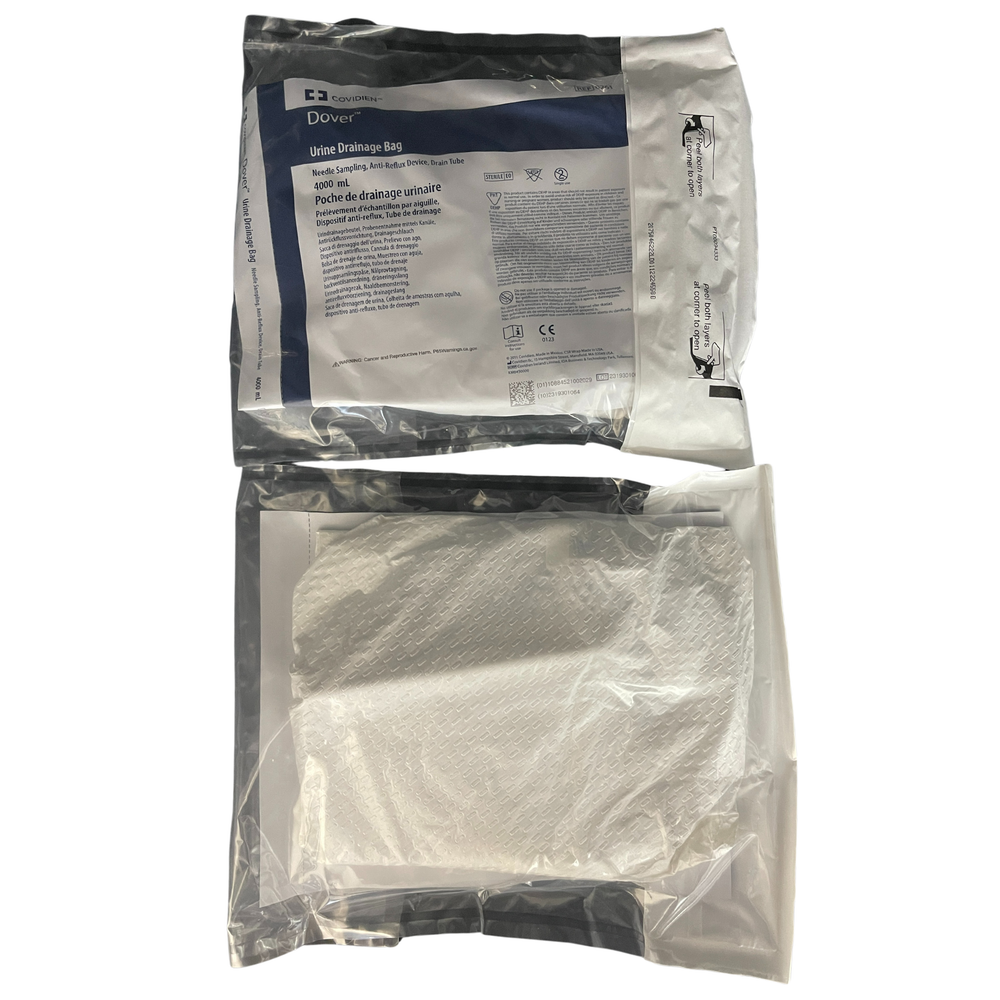 Covidien Kendall Dover Urine Drainage Bag 4000mL Sterile 120cm Tube with Needle Sampling, Anti-Reflux Device, Drain Tube (6261)