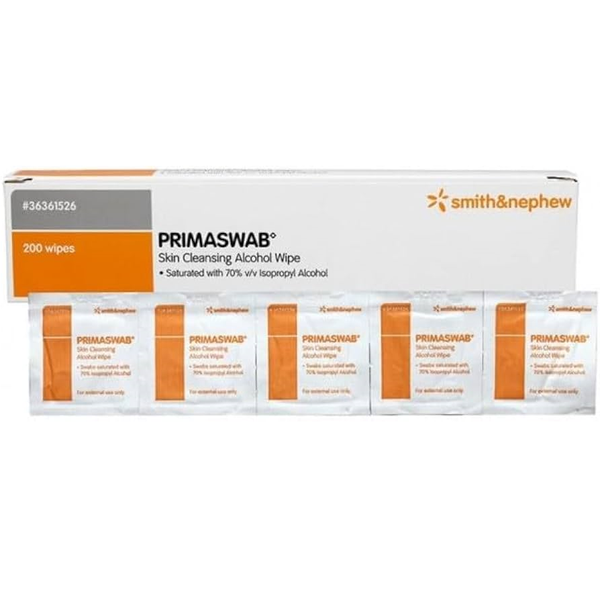Smith & Nephew Primaswab Skin Cleansing Alcohol Wipes, Box of 200 (36361526)