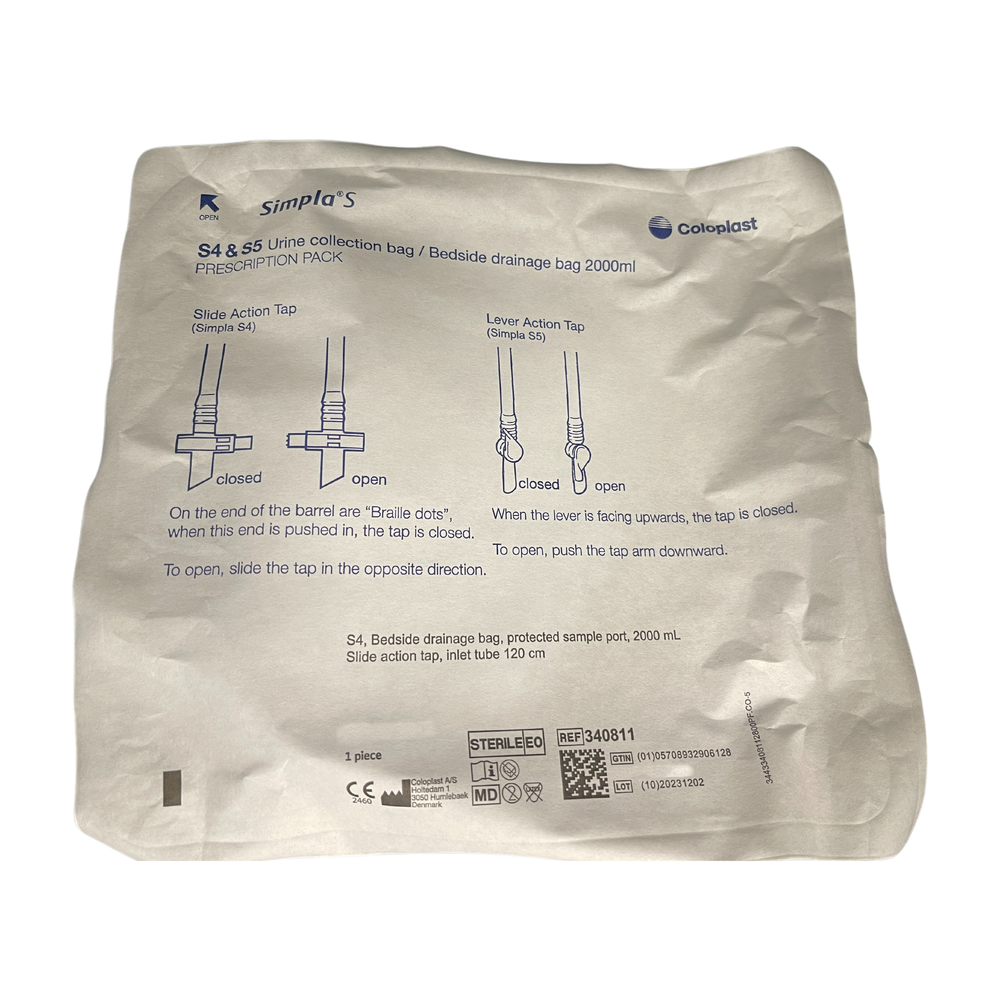 Coloplast Simpla S4 Drain Bag S 4 2000mL Sterile Tube