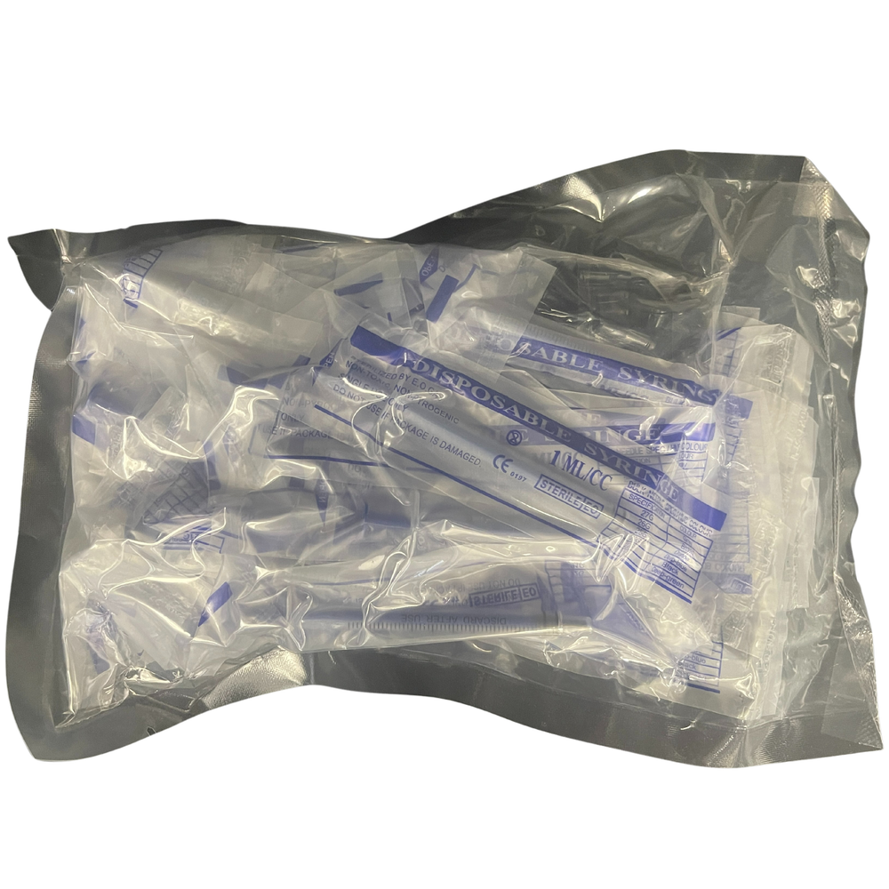 Auntek 1mL Syringe with Cap - Pack of 50