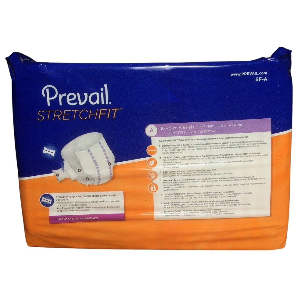 Prevail StretchFit Comfort Supreme Extended Use Size A, (16Items/ pack) IPSFA - 6packs/ Ctn