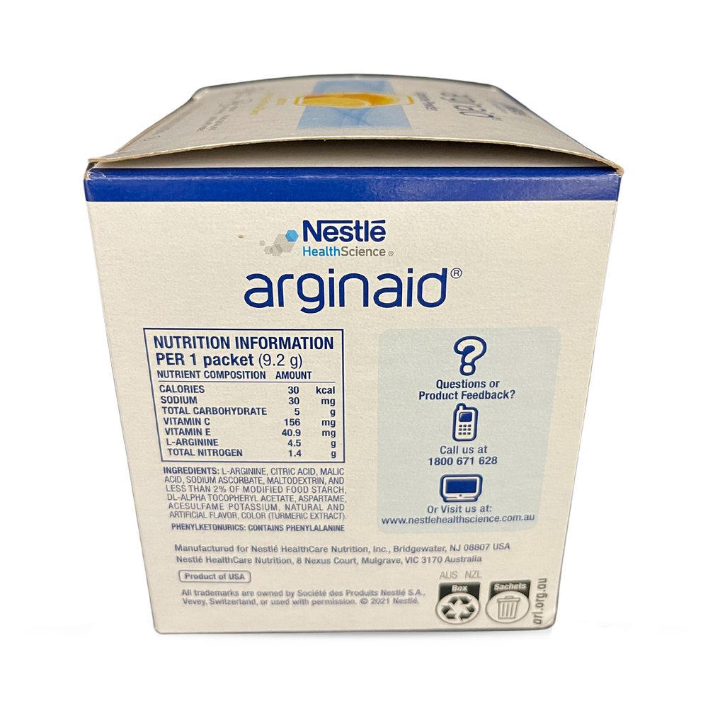 Nestle Arginaid Fat Free Arginine Powder 9.2g Sachets All Flavours