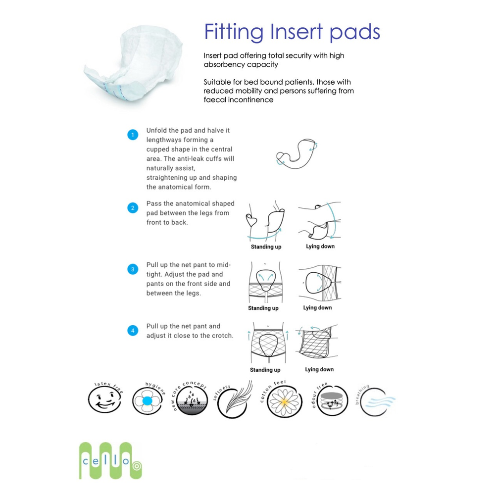 Cello Amd Anatomical Insert Pad Range, All Sizes - Carton of 4Boxes