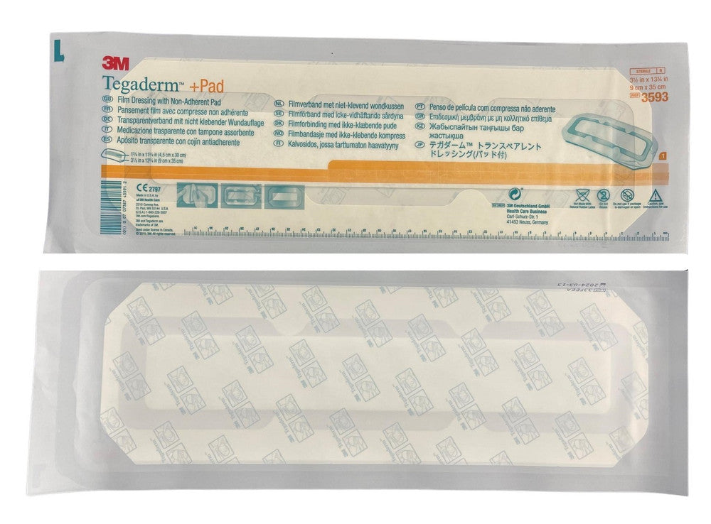 3M Tegaderm + Pad Dressing 9cm x 35cm Adhesive Transparent (3593)